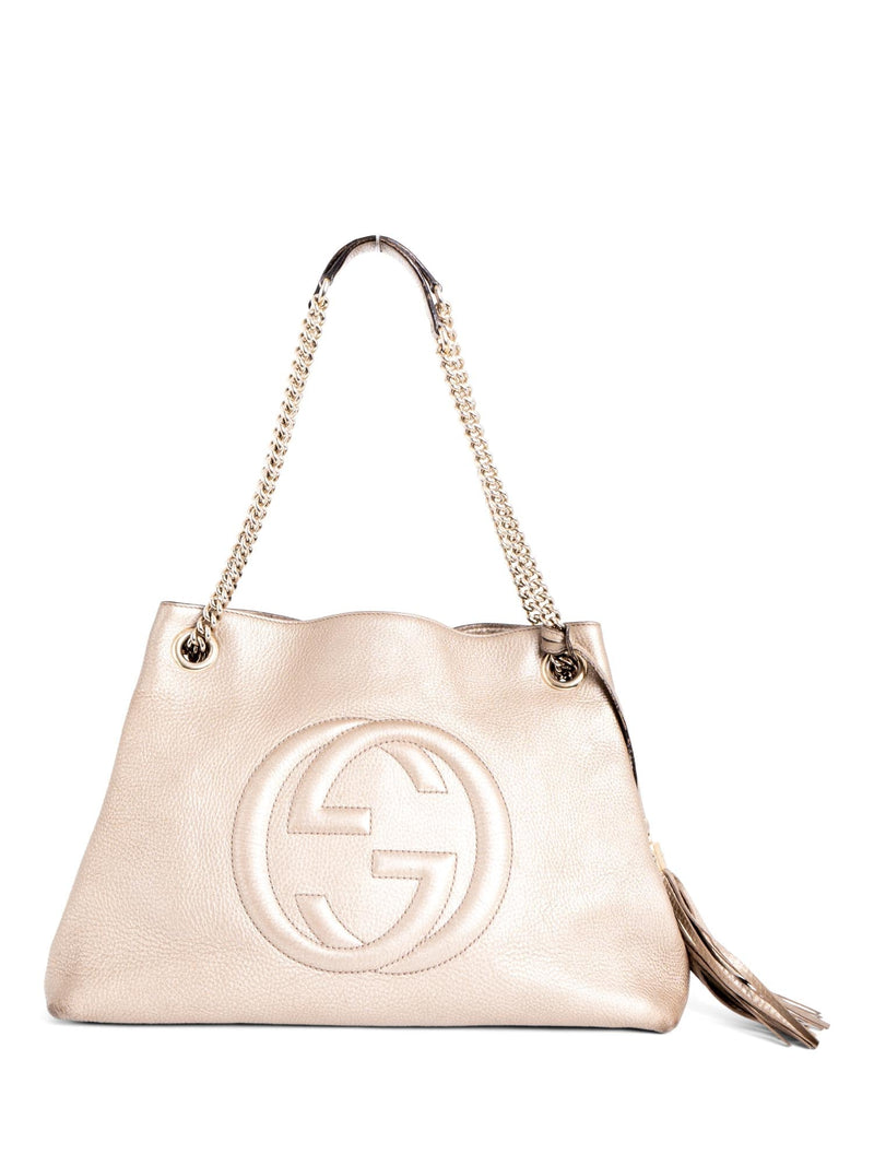 Gucci Womens Soho Leather Chain Straps Shoulder Handbag White Large:  Handbags