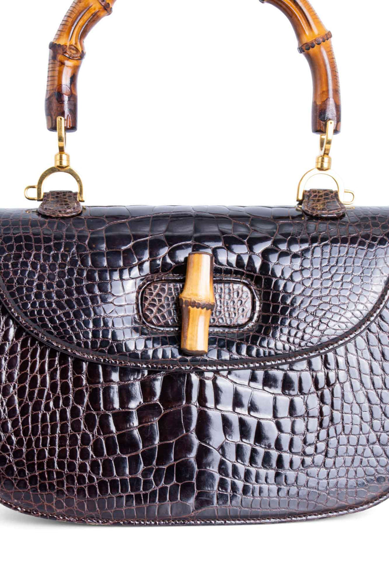 Gucci Bamboo Daily Crocodile Top Handle Bag