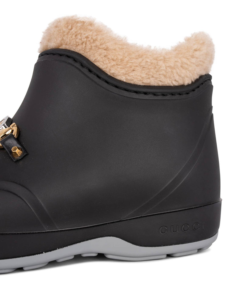 Rain Boots in Black and Beige with GG Logos