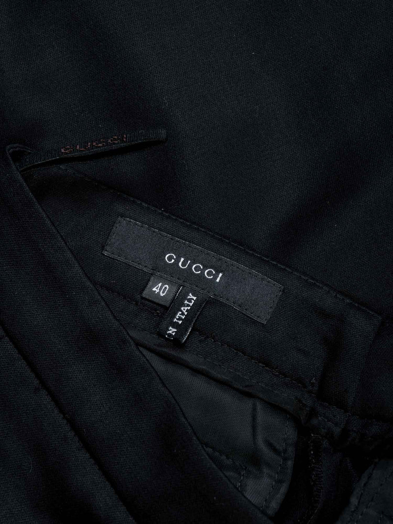 Gucci Wool Wide Leg Pleated Pants Black
