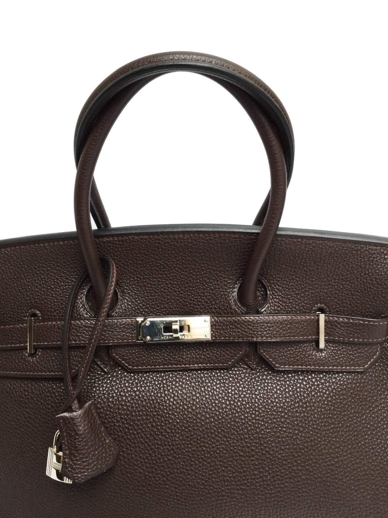 Hermes Birkin Handbag Chocolate Togo with Palladium Hardware 25 at