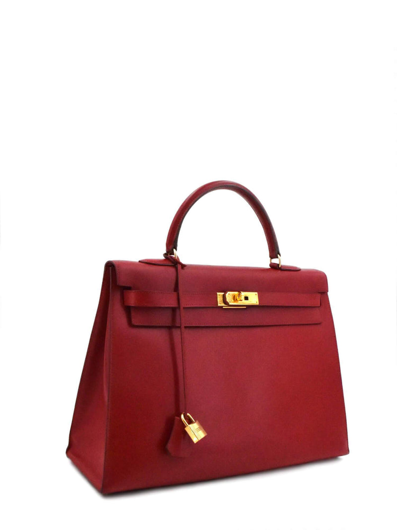 Vintage Hermes Kelly 32 Sellier in Red H Box Leather