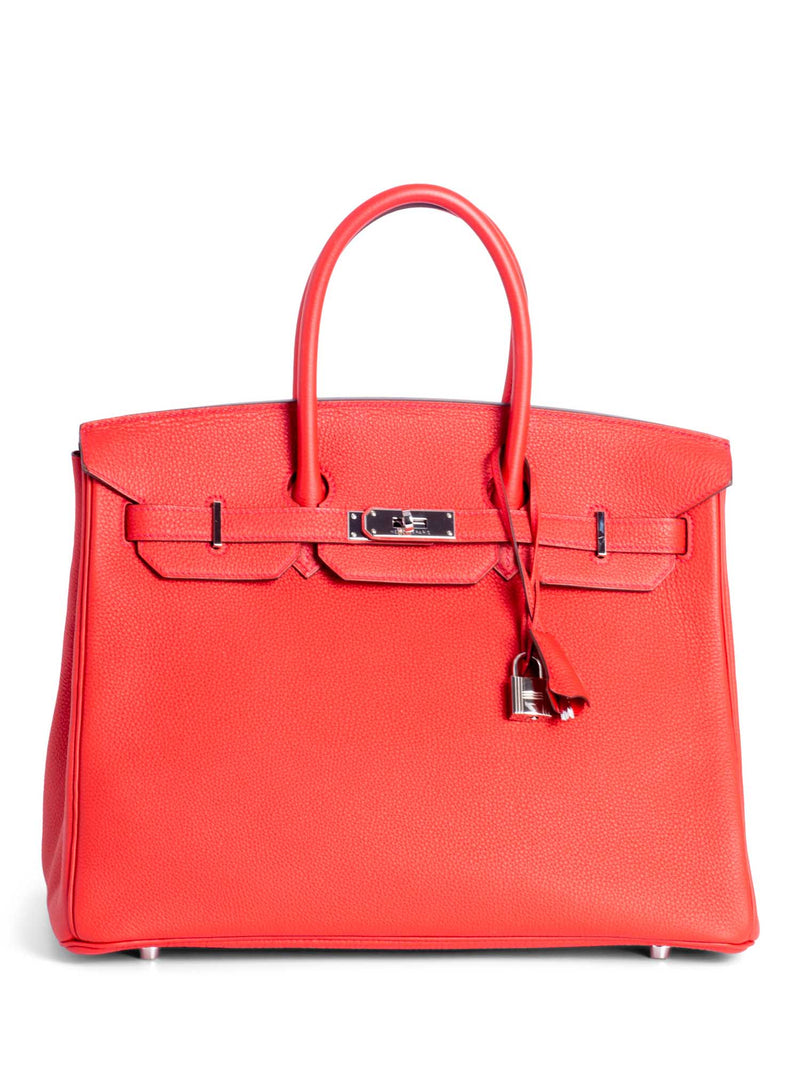 100% AUTH HERMES BIRKIN 35 Red Clemente Leather .France