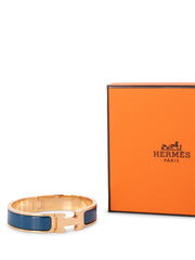 Hermes Narrow Clic H Bracelet (Navy Blue/Yellow Gold Plated) - PM