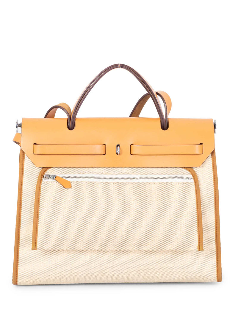 Hermes Orange Canvas and Leather Small Herbag Top Handle Bag