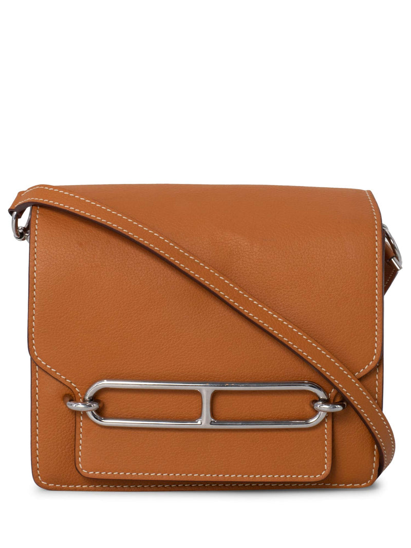 Hermes Leather Roulis Flap Bag 18 Brown-designer resale