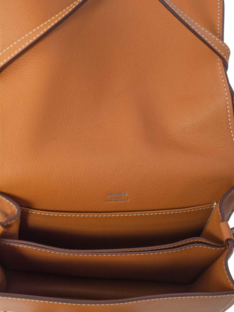 Hermes Leather Roulis Flap Bag 18 Brown-designer resale