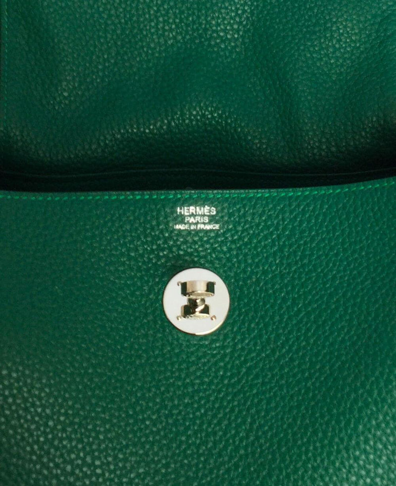 Hermès Clemence Lindy 30 Green Leather Pony-style calfskin ref.834106 -  Joli Closet