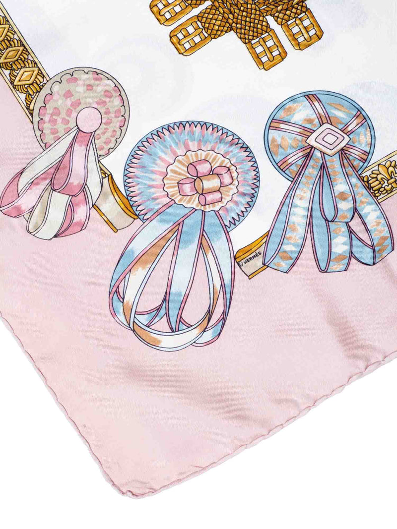 Hermes Silk Les Rubans Du Cheval Scarf 90 Pink-designer resale