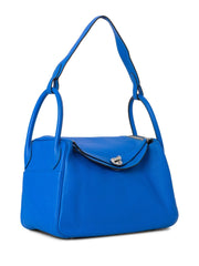 Hermes 30cm Bi-Color Blue Izmir/Bleu Saphir Clemence Leather Palladium  Plated Lindy Bag - Yoogi's Closet