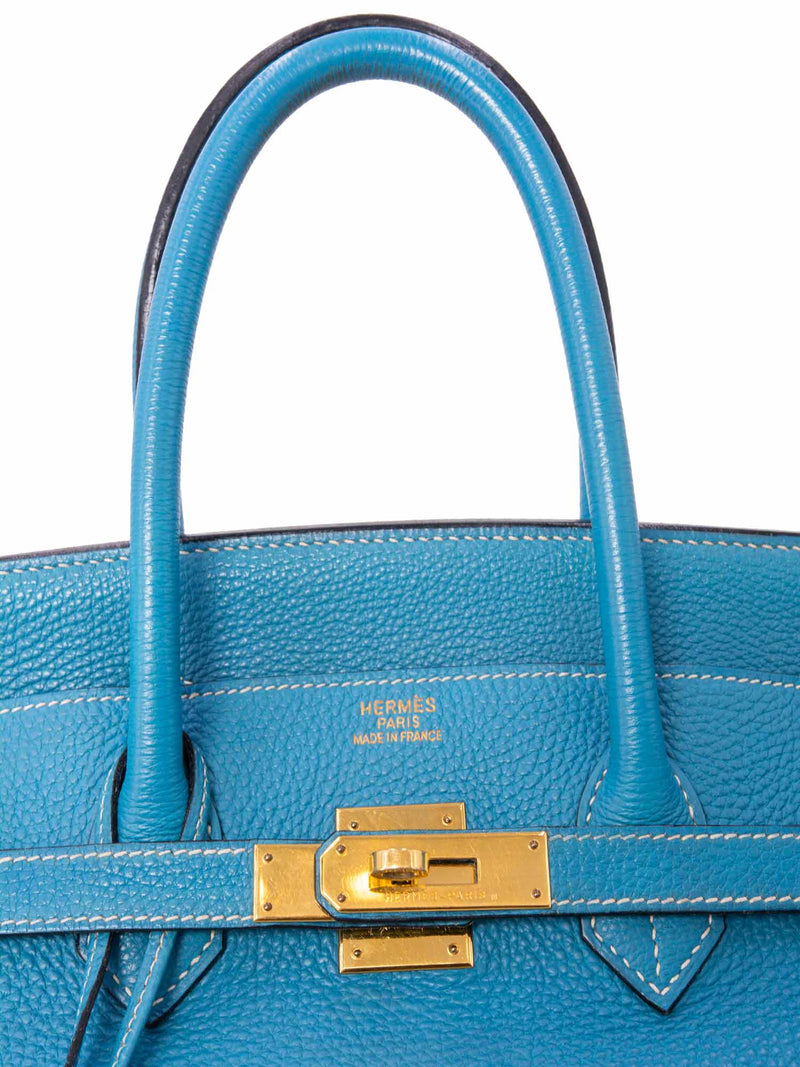 Hermes Birkin Bag Togo Leather Gold Hardware In Blue