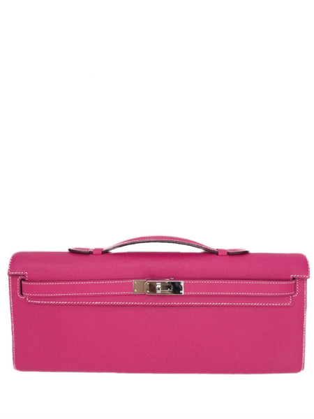 Kelly Cut Long Clutch Bag Pink Epsom Bag Palladium Hardware