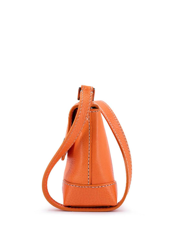 Lambertson Truex Leather Mini Flap Bag Orange