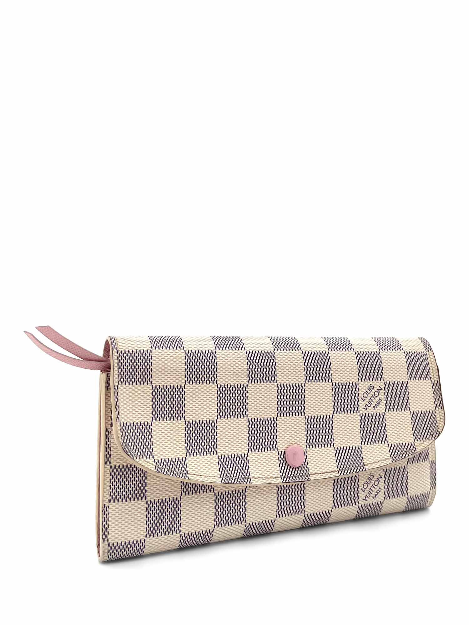 Louis Vuitton Damier Azur Emilie Wallet Pink White Blue-designer resale