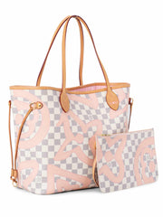 LOUIS VUITTON Neverfull Size MM Monogram / Monogram / Giant  Rouge/Pink/White