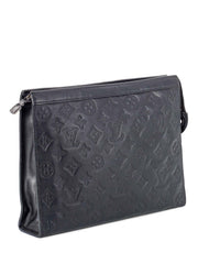Louis Vuitton Gold Tone And Black Embossed Clutch
