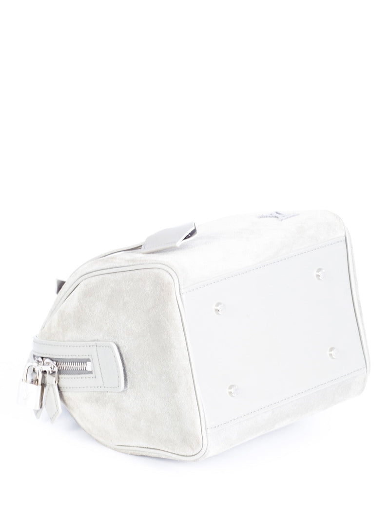 Louis Vuitton Logo Suede Leather Mini Speedy Bag Grey