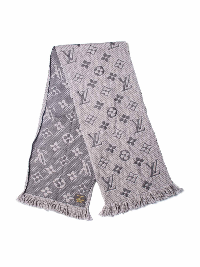 Shop Louis Vuitton Monogram Wool Plain Fringes Logo Knit & Fur