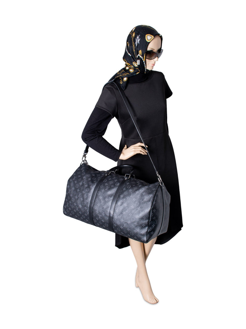 Louis Vuitton Keepall Bandouliere Duffle 55 Black Canvas