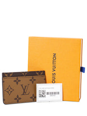 Authentic LOUIS VUITTON LV Side-Up Card Holder Monogram Reverse M81462  #1070277