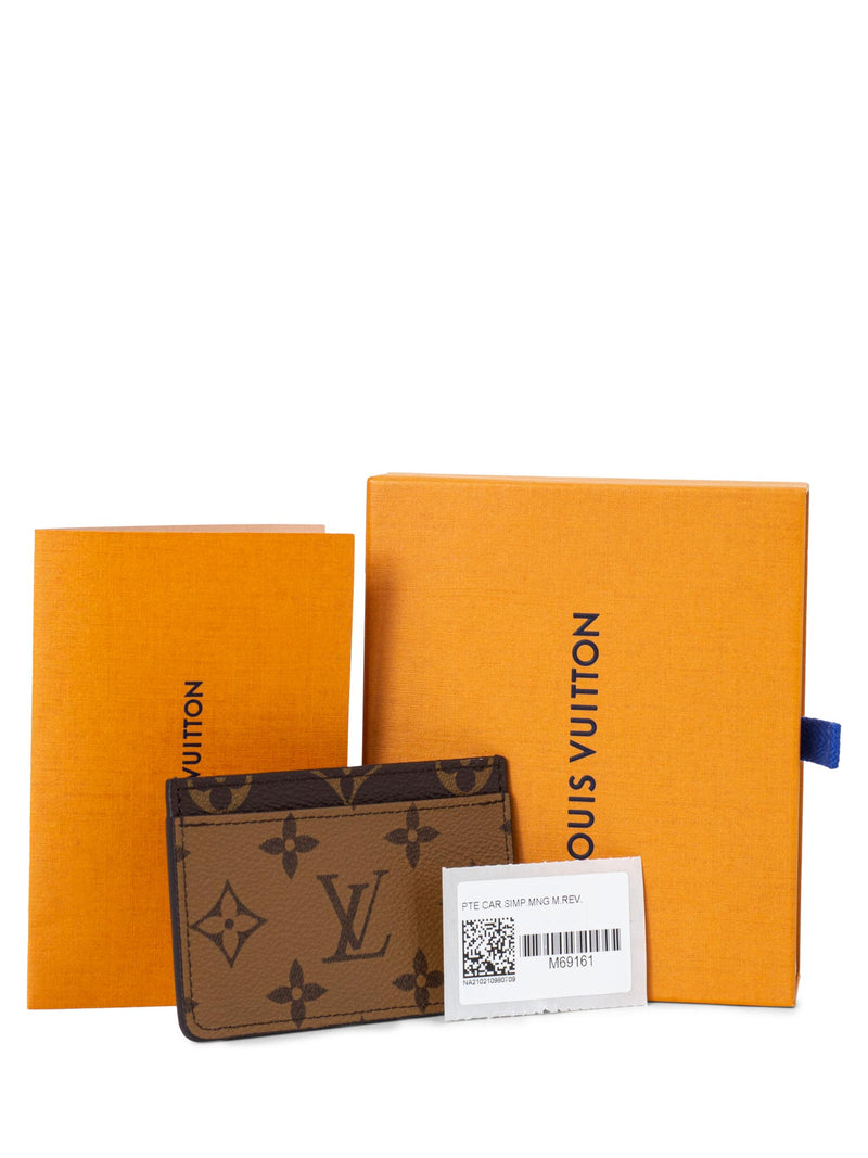 Auth Louis Vuitton Monogram Reverse Slim Purse Card Case M80390 Brown Coin  Case