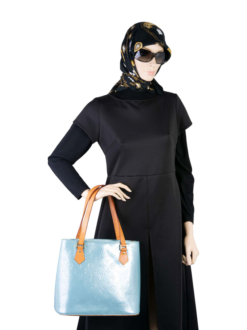 Louis Vuitton, Bags, Louis Vuitton Lv Hand Bag Houston Light Blue Vernis  354376