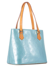 Louis+Vuitton+Houston+Tote+Baby+Blue+Leather+Monogram+Vernis for