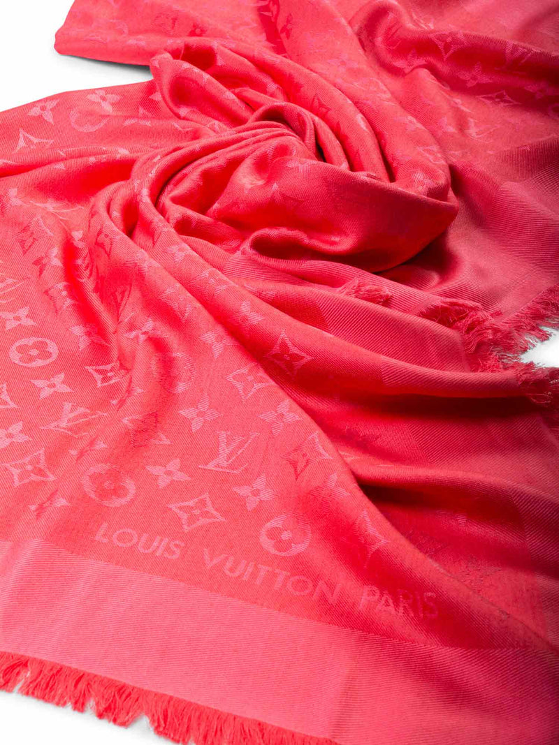 Louis Vuitton Pink Monogram Pattern Silk Stole Louis Vuitton