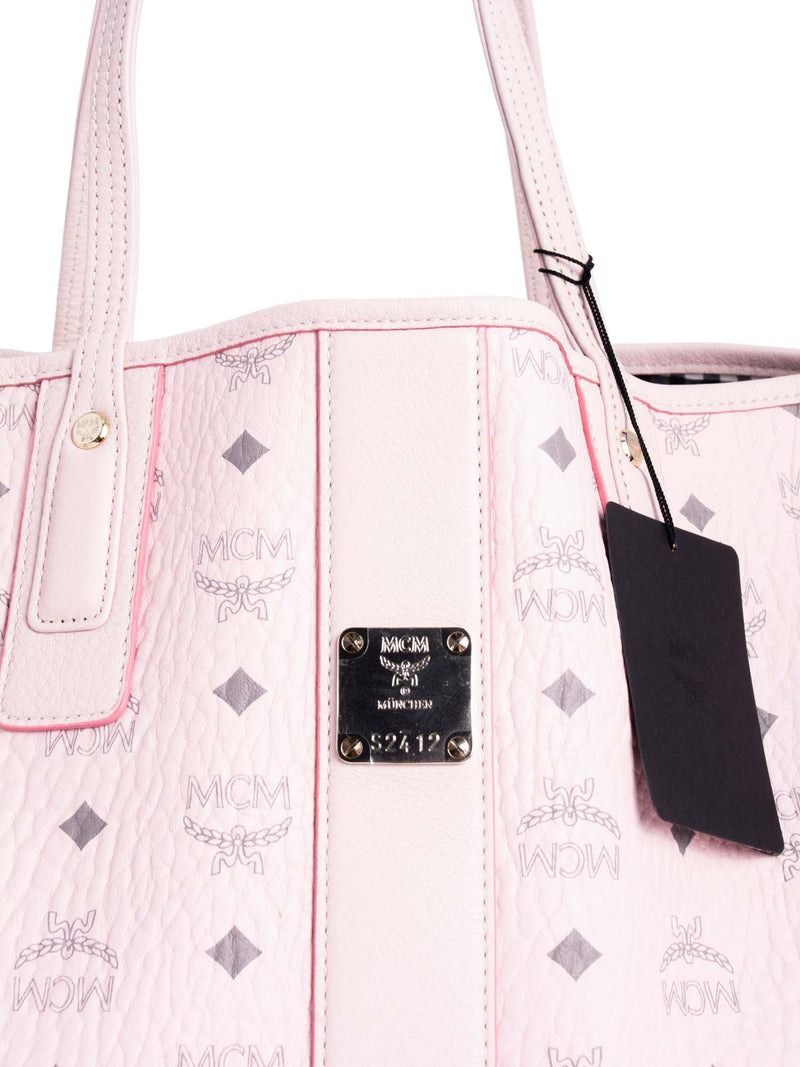 MCM Pink Visetos Leather Tote Bag Black Pony-style calfskin ref