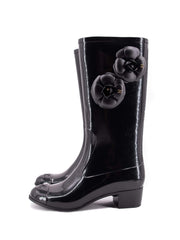 Black patent leather rain boots best sale