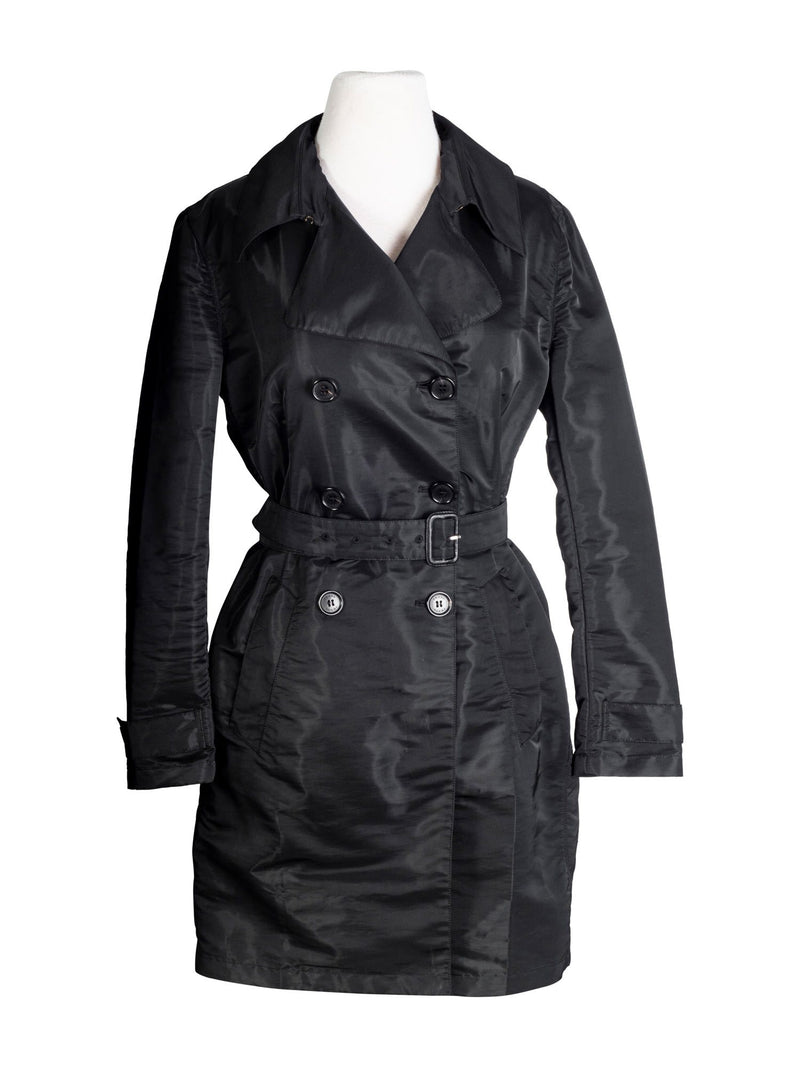 Prada Belted Trench Raincoat Black