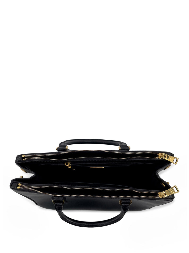 White/black Small Saffiano Leather Double Prada Bag