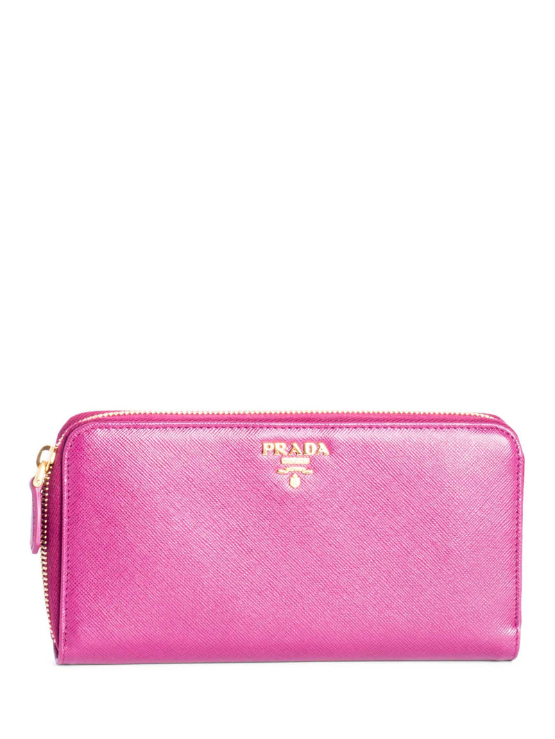 Prada Pink Saffiano Zip Around Wallet QNADVD3RPB020