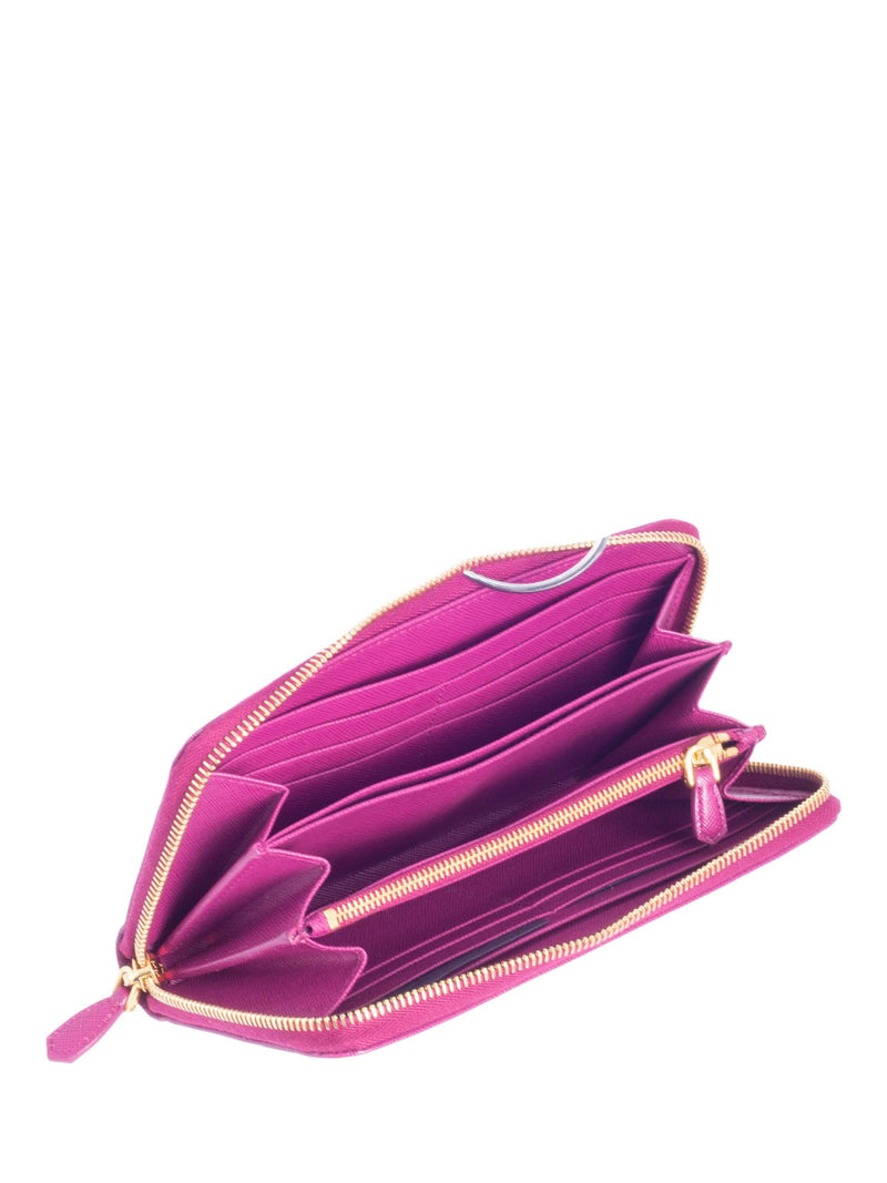 PRADA Small Saffiano Leather Zip Around Wallet Pink- 20% OFF