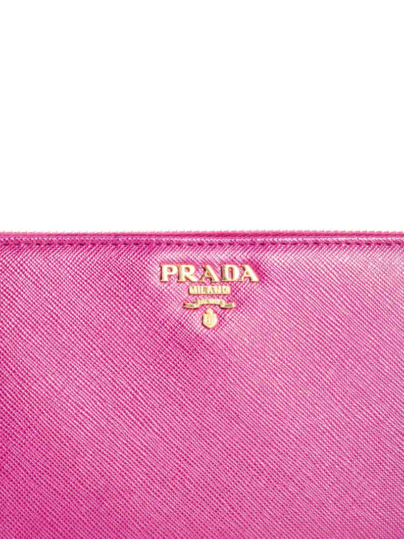 Prada Large Saffiano Leather Wallet, Women, Petal Pink