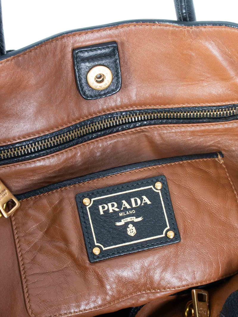 prada leather tote bag black
