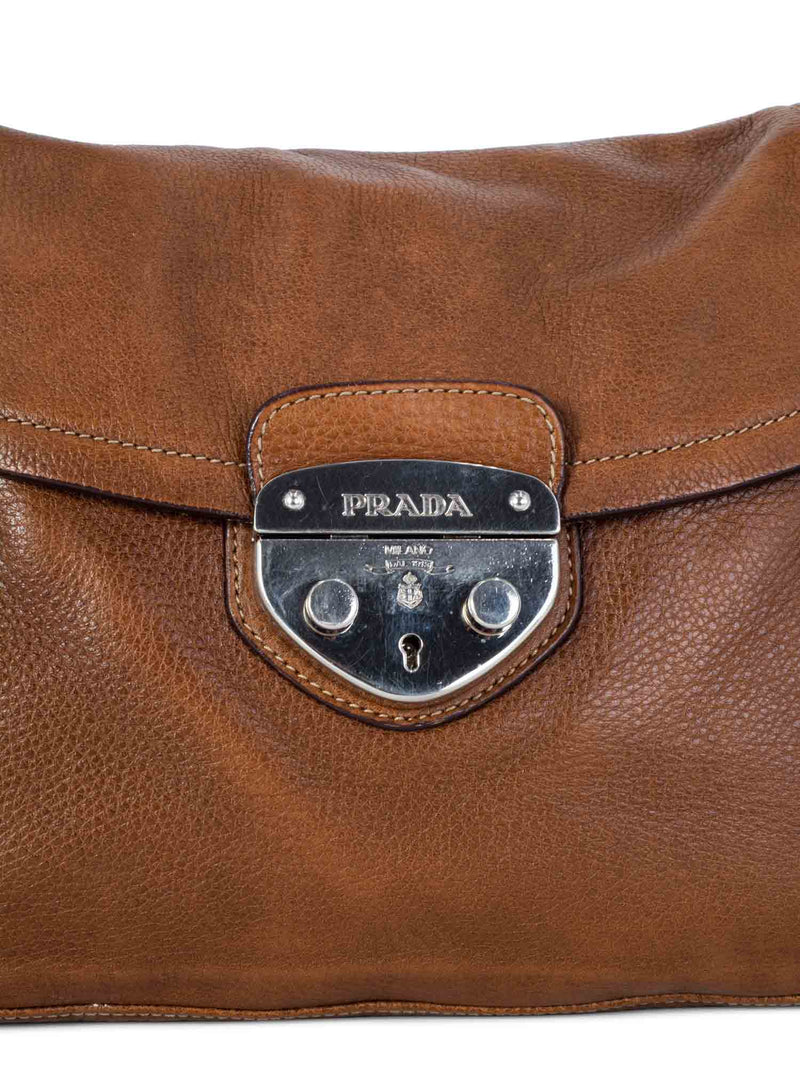 prada brown shoulder leather bag