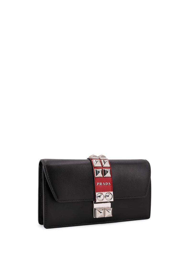 Prada, Bags, Prada Saffiano Black Leather Wallet On Chain