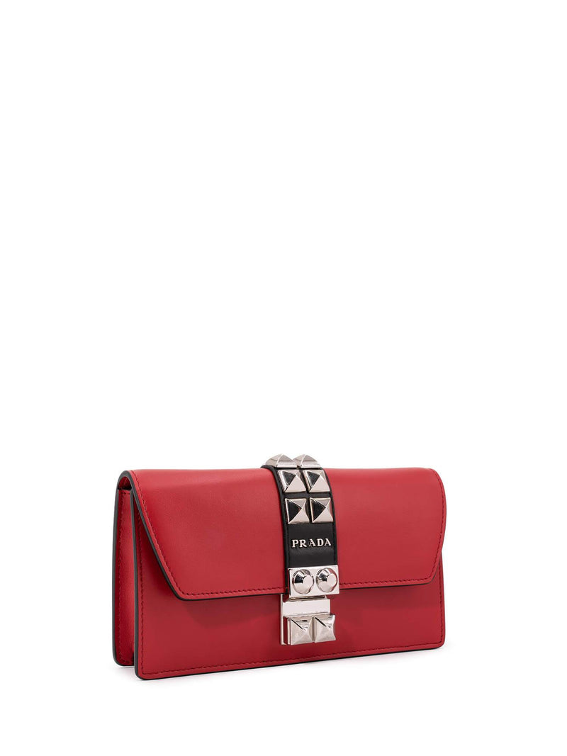 Prada Vintage Red Leather Silver Push Lock Top Handle Mini Bag