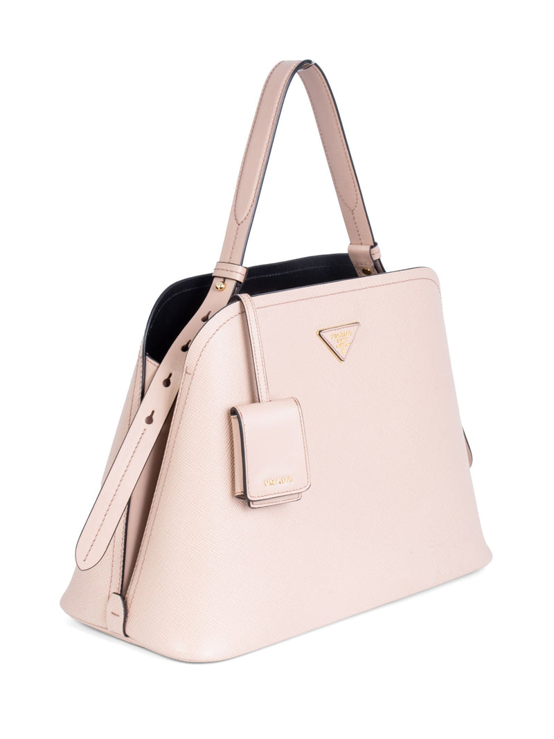 Prada Double Saffiano Leather Mini Bag, Women, White/black