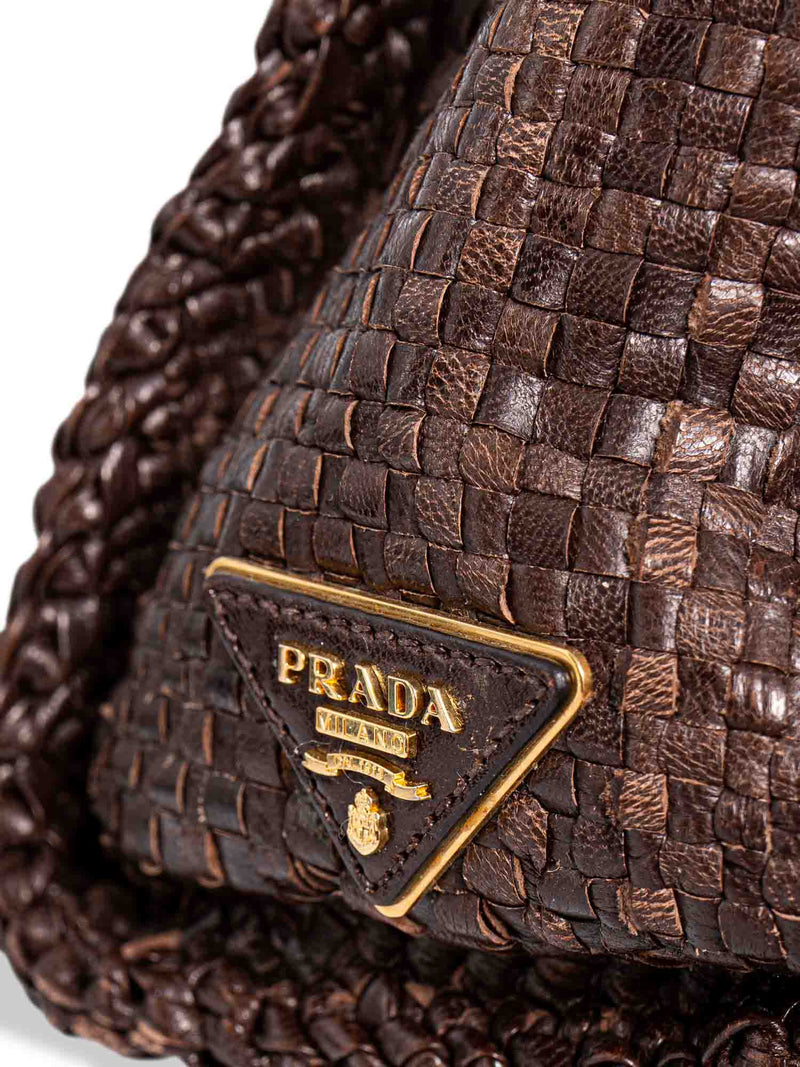 Prada, Bags, Prada Madras Woven Goatskin Flap Shoulder Clutch