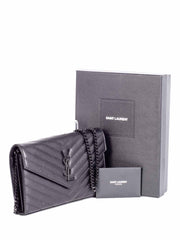 Saint Laurent Monogram wallet on chain Black Leather ref.141552