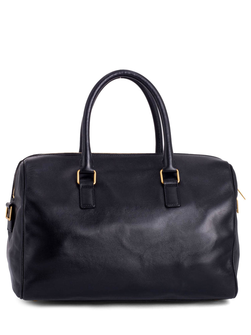 Saint Laurent Black & White Leather Speedy 30 Bag