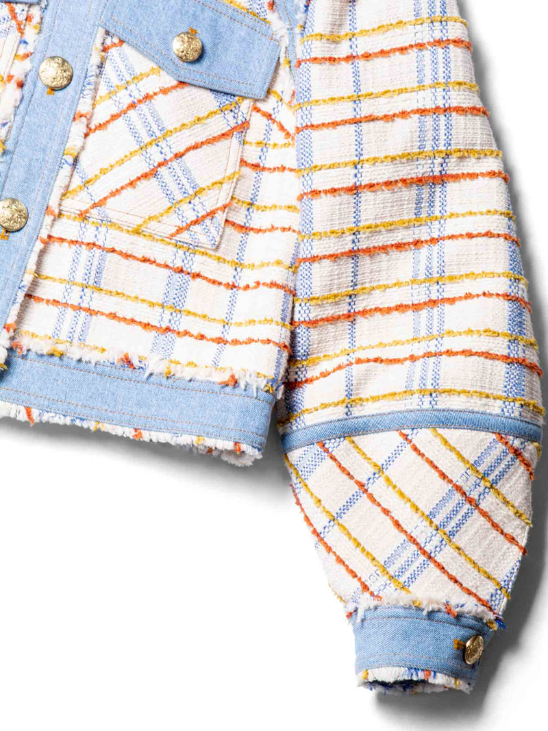 Cropped Jacket - Multicolor Plaid