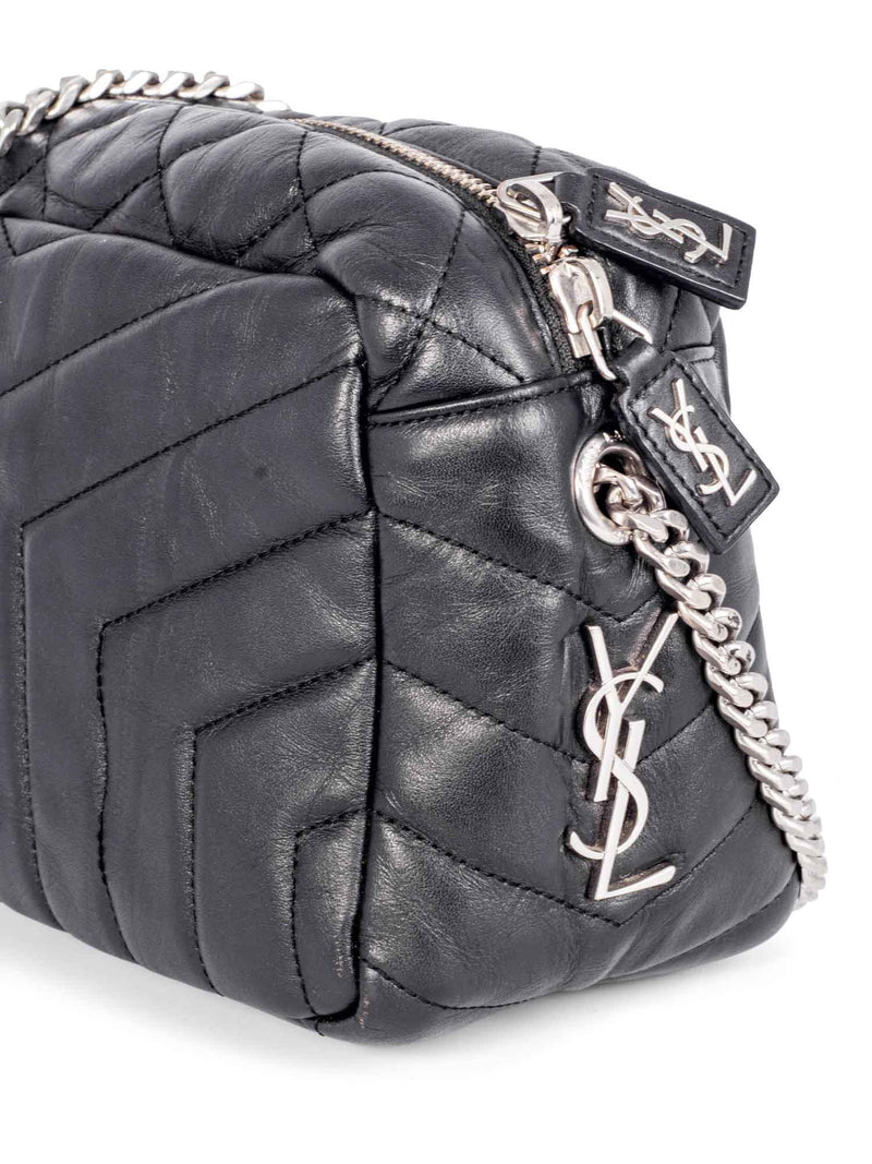 Saint Laurent Black Silver Lou Quilted Leather Camera Bag