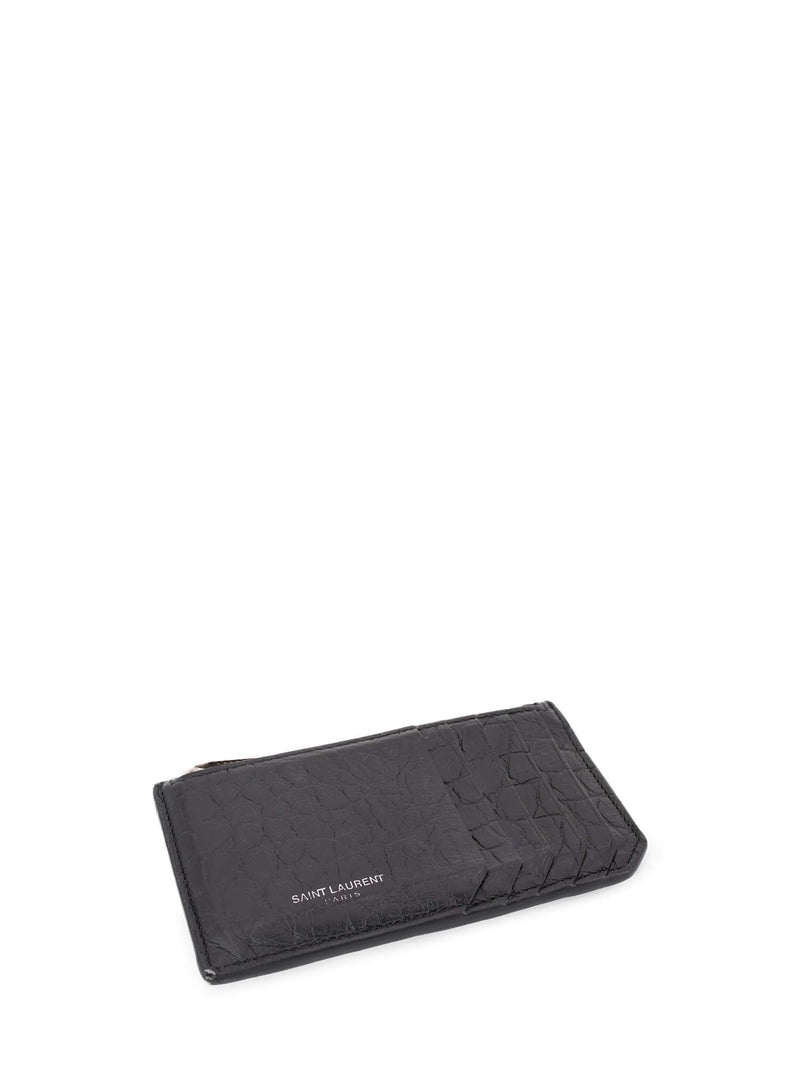 Saint Laurent Black Monogram zip credit card holder
